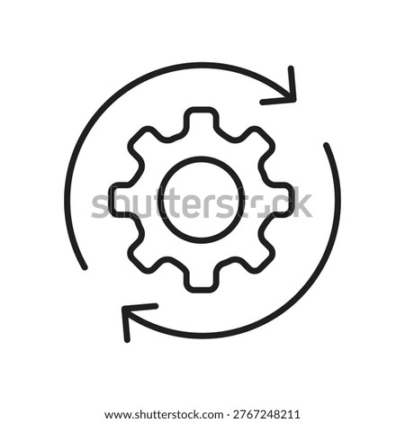 Settings Gear Refresh Icon.Gear Update Circular Arrow Icon.Gear with Loop Arrow Symbol..eps
