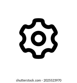 Settings gear, simple web or mobile interface vector icon. Isolated on white background. Sign for your web site design, logo, app, UI.