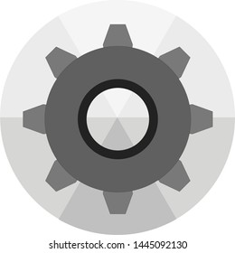 Settings gear wheel icon. Smartphone customise android launcher. Trendy round design with a shade effect white background.
