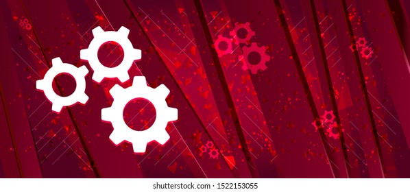 Settings gears icon isolated on Abstract design bright red banner background