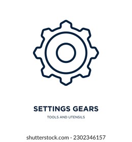 settings gears icon from tools and utensils collection. Thin linear settings gears, gear, settings outline icon isolated on white background. Line vector settings gears sign, symbol for web and mobile