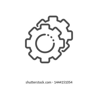 Settings gears line icon. Cogwheel sign. Working process symbol. Quality design element. Linear style settings gears icon. Editable stroke. Vector