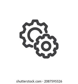 Settings gears line icon. linear style sign for mobile concept and web design. Cogwheel, gear outline vector icon. Symbol, logo illustration. Vector graphics