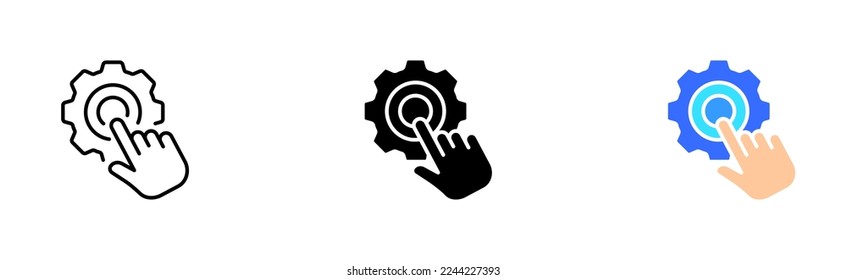 Settings with gears set icon. Control panel, cube, scroll, book, instruction, website, tune, install, adjust, configuration file. Vector icon in line, black and colorful style on white background
