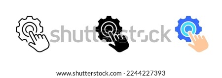 Settings with gears set icon. Control panel, cube, scroll, book, instruction, website, tune, install, adjust, configuration file. Vector icon in line, black and colorful style on white background