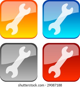 Settings glossy buttons. Vector illustration.