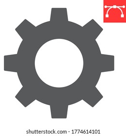 Settings glyph icon, ui and button, cogwheel sign vector graphics, editable stroke solid icon, eps 10