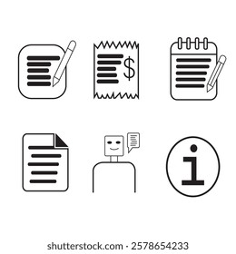 Settings glyph solid icons collection. stationery paper, exclamation mark, conversation. For website marketing design, logo, app,