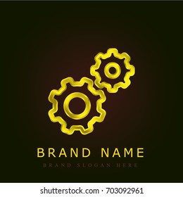 Settings golden metallic logo