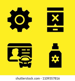 settings, gps, sun protection and driver license vector icon set. Sample icons set for web and graphic design