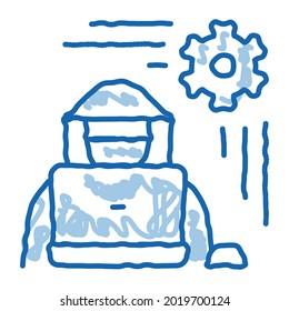 settings hacker sketch icon vector. Hand drawn blue doodle line art settings hacker sign. isolated symbol illustration