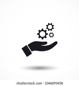 Settings in the hand icon
