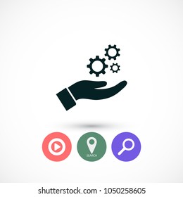 Settings in the hand icon
