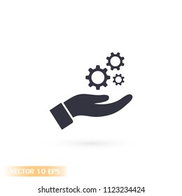 Settings in the hand icon