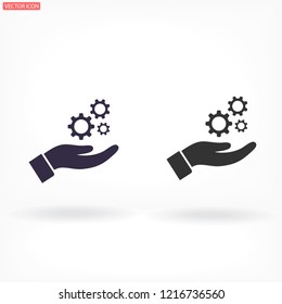 Settings in the hand icon