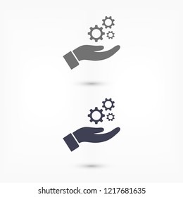 Settings in the hand icon