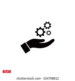 Settings in the hand icon