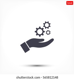 Settings in the hand icon