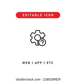 settings help editable stroke icon, outline icon for web, app, presentation, etc 