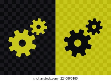 Settings, high quality vector silhouette icon. Settings icon silhouette isolated on dark and light transparent backgrounds, Settings symbol.
