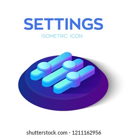 Settings Icon. 3D Isometric Settings sign. Created For Mobile, Web, Decor, Print Products, Application. Perfect for web design, banner and presentation. Vector Illustration.