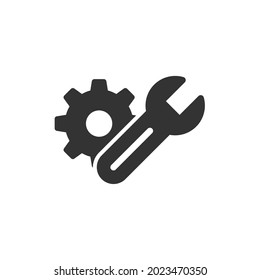 Settings icon with additional gears icon, vector illustration. Simple and isolated style on a blank background. Colors can be edited.