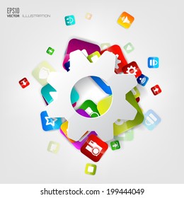 Settings icon. Application button.Social media.Cloud computing.