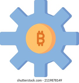 Icono de configuración. Signo y símbolo de bitcoin y criptodivisa.
