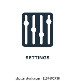 Settings icon. Black filled vector illustration. Settings symbol on white background. Can be used in web and mobile.