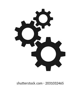 Settings icon. Black gears. Functions symbol. Flat design vector isolated on white background.