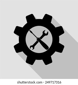 settings icon - black illustration with long shadow