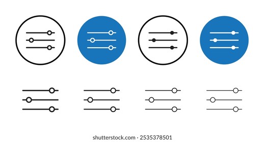 Settings icon Black line art vector logo set