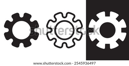 Settings icon, black and white .Gear icon, setting icon vector illustration web, ui, and mobile apps.Gear box icon logo minimalist vector black and white