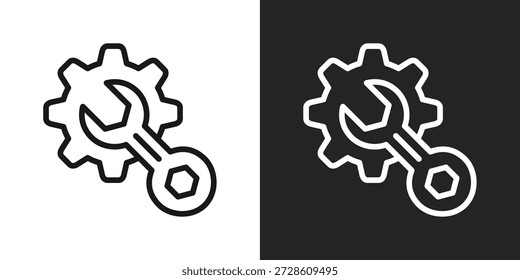 Icono de Configuraciones en estilo de línea en blanco y negro