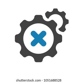 Settings icon with cancel sign. Settings icon and close, delete, remove symbol. Vector icon