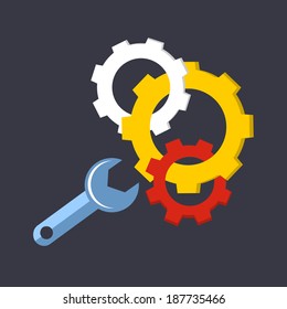 Settings icon /cog, flat illustration