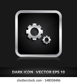Settings icon | color dark black silver metal grey white | icon set | abstract vector symbol | template design | shadows shiny | business button | abstract 3d