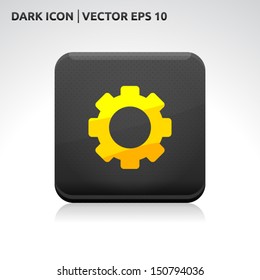 Settings icon | color dark black gold yellow | icon set | abstract vector symbol | template design | shadows shiny | business button | abstract 3d