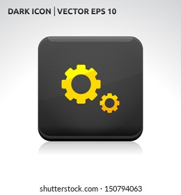 Settings icon | color dark black gold yellow | icon set | abstract vector symbol | template design | shadows shiny | business button | abstract 3d