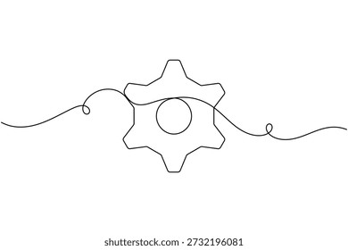 Ícone de configurações desenho contínuo de uma linha em fundo branco minimalista limpo e moderno símbolo de engrenagem esboço ilustração vetorial
