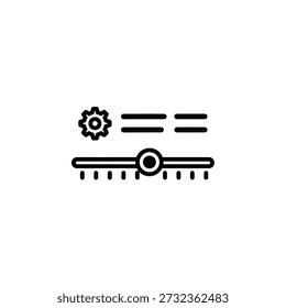 Ícone de configurações, barra deslizante de controle, mecanismo de engrenagem, ferramenta de ajuste, elemento de configuração, símbolo técnico.