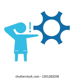 Settings icon with exclamation mark