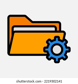 Settings icon in filled line style about folders, use for website mobile app presentation