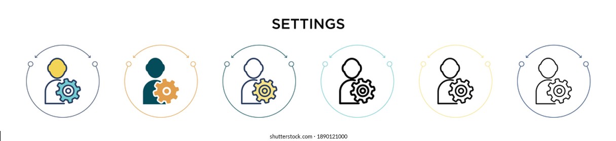 Icono de configuración en el estilo relleno, delgado, contorno y trazo. Ilustración vectorial de dos ajustes de color y negro los diseños de iconos vectoriales pueden utilizarse para móviles, ui, web