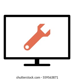 Settings icon - Flat design, glyph style icon - Colored enclosed in a screen