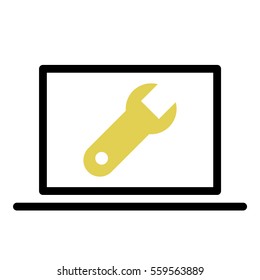 Settings icon - Flat design, glyph style icon - Colored enclosed in a computer
