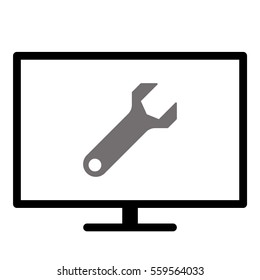 Settings icon - Flat design, glyph style icon - Colored enclosed in a screen
