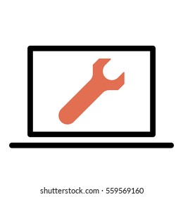 Settings icon - Flat design, glyph style icon - Colored enclosed in a computer