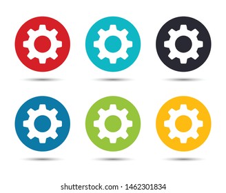 Settings icon flat round button set illustration design isolated on white background