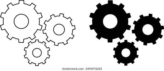 settings icon or gear icon in line and fill form, white background - vector illustration